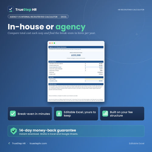 Agency vs Internal Recruiter ROI Calculator by TrueStep HR