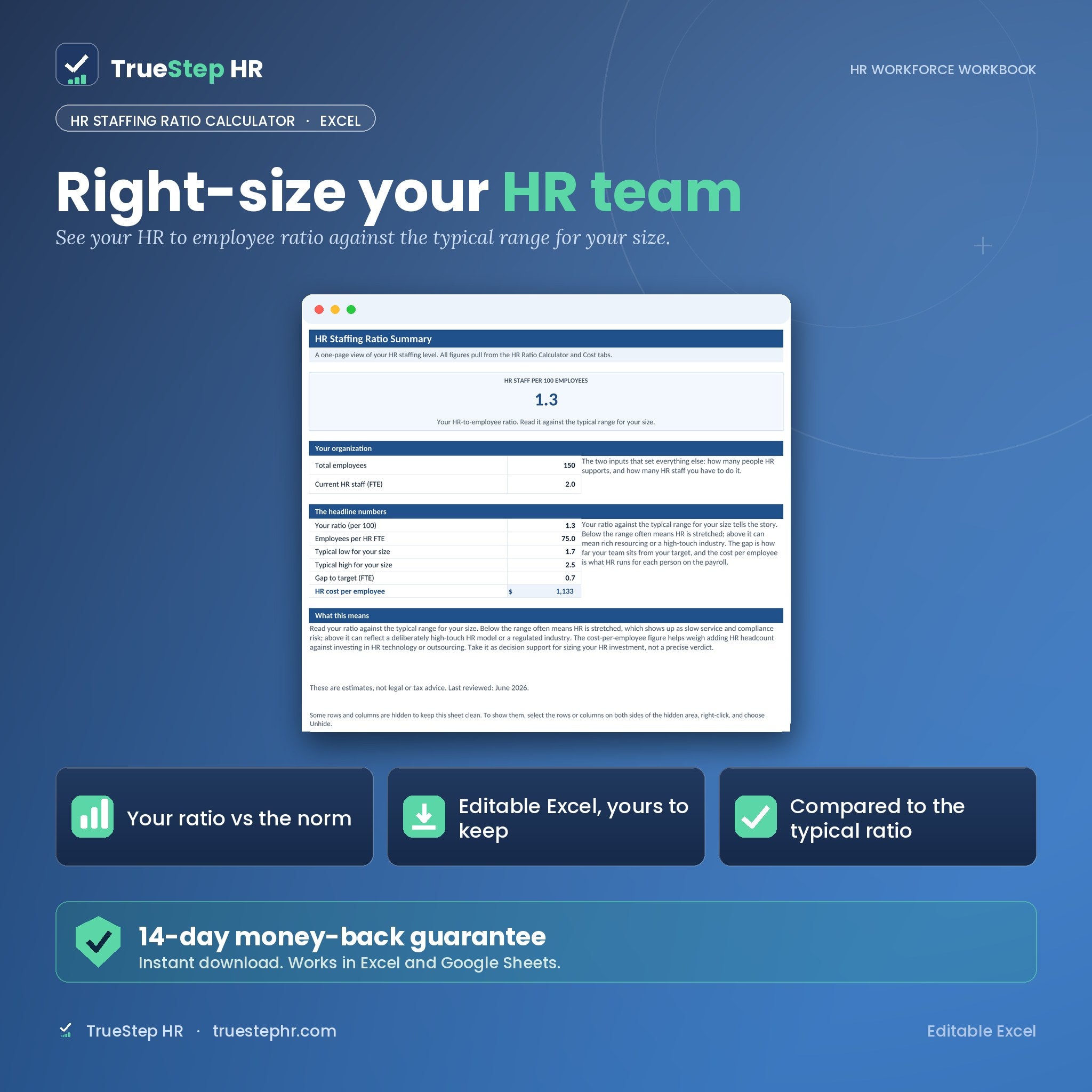 HR Staffing Ratio Calculator by TrueStep HR