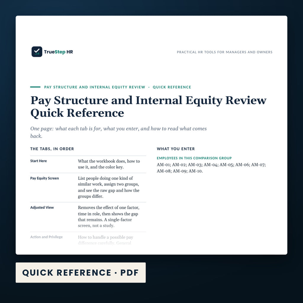 Pay Structure and Internal Equity Review — a page from Quick Reference, one of the files in this download.