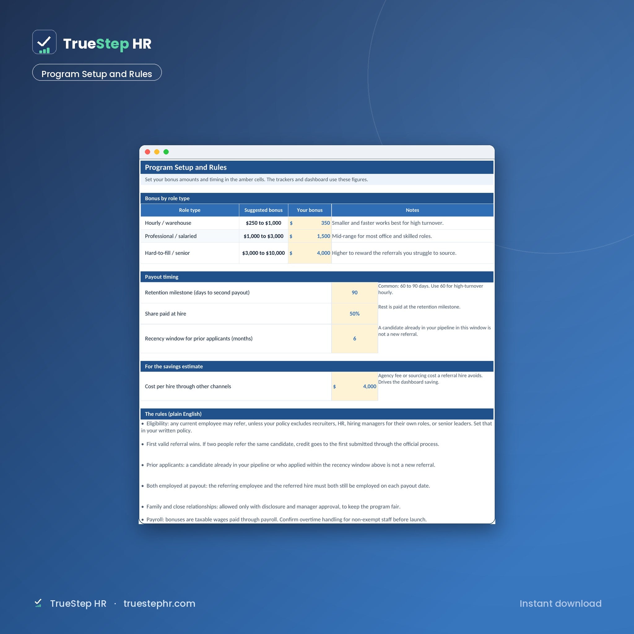 Referral program setup, bonus tiers, payout timing, and rules