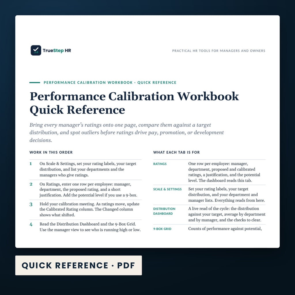 Performance Review and Calibration Toolkit — a page from Quick Reference, one of the files in this download.