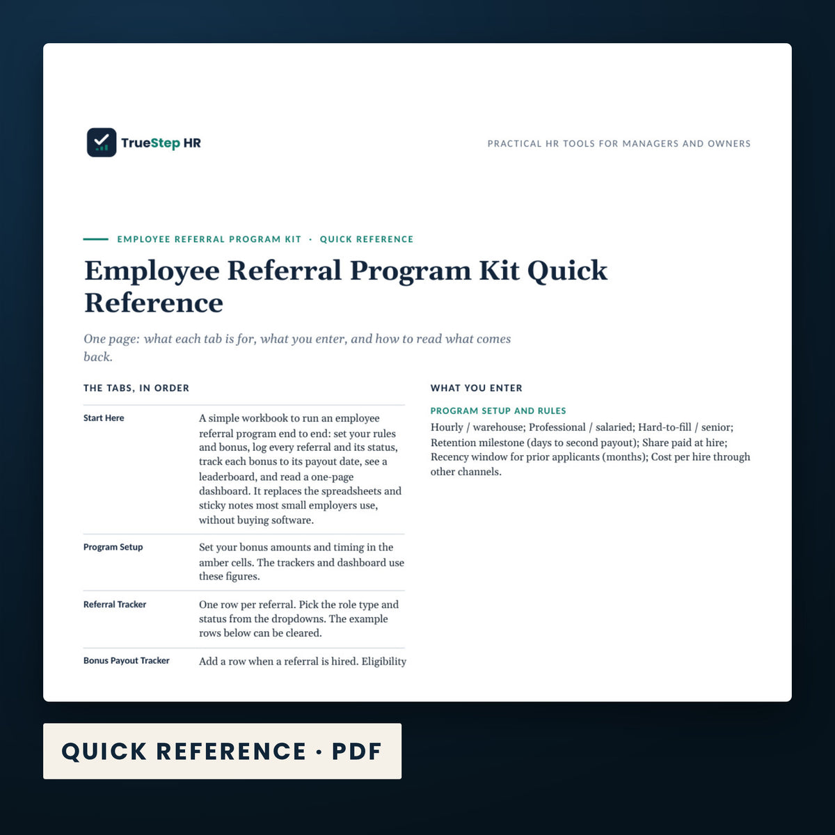 Employee Referral Program Kit — a page from Quick Reference, one of the files in this download.