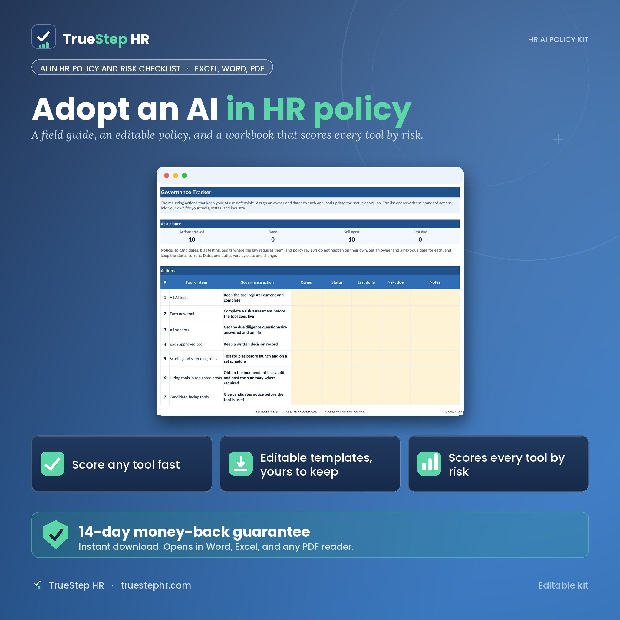 AI in HR Policy and Risk Checklist by TrueStep HR