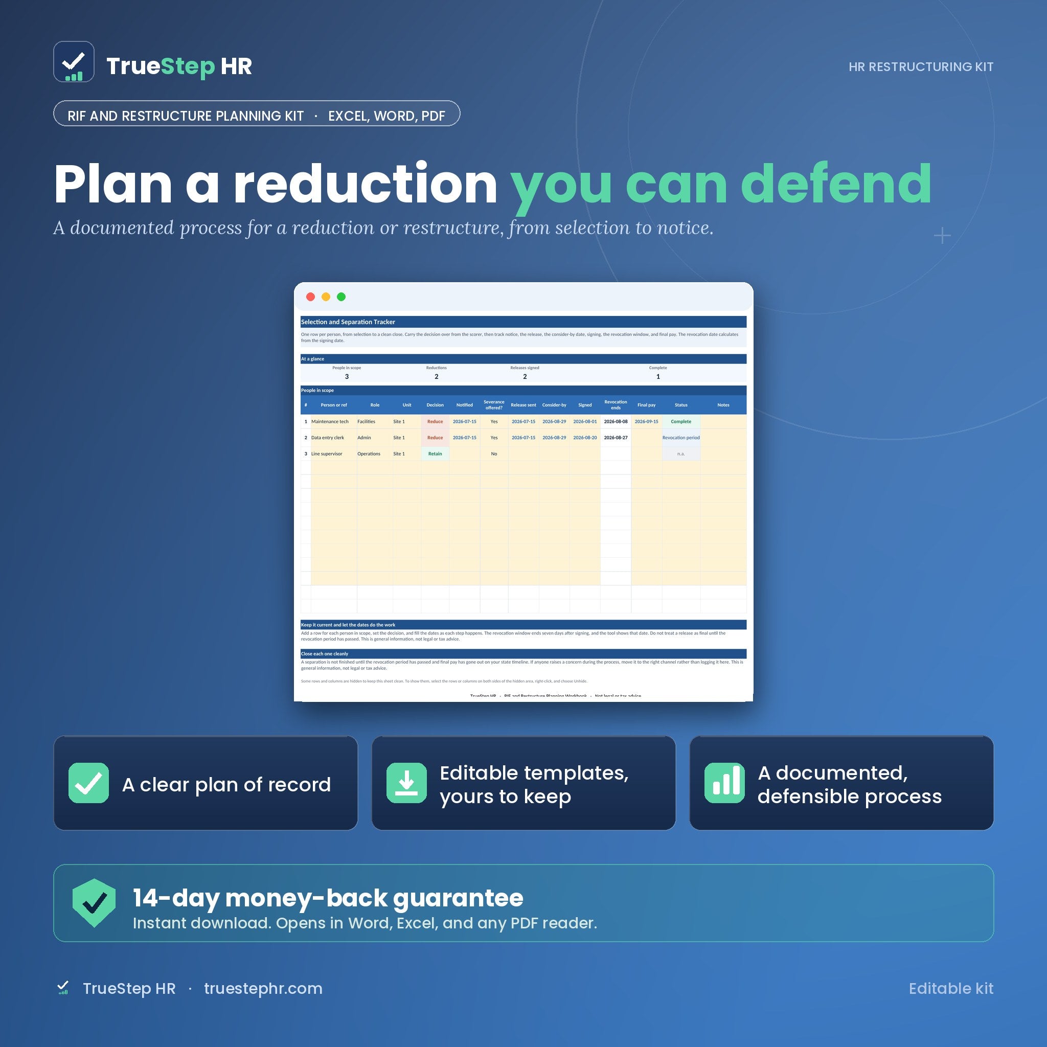 RIF / Restructure Planning Kit by TrueStep HR
