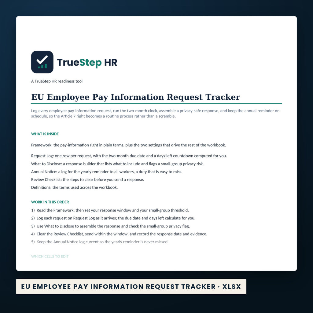 EU Employee Pay Information Request Tracker — a page from EU Employee Pay Information Request Tracker, one of the files in this download.