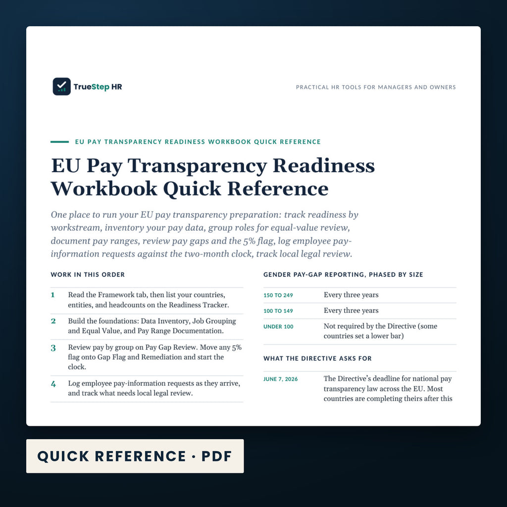 Global Employer EU Readiness Bundle — a page from Quick Reference, one of the files in this download.