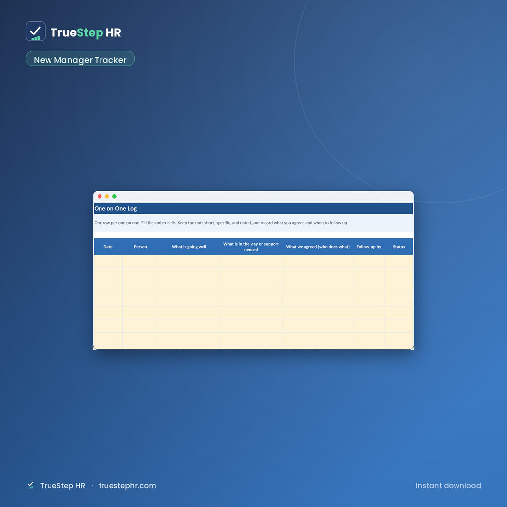 New Manager Tracker: one-on-ones, delegation, and follow-ups in one workbook