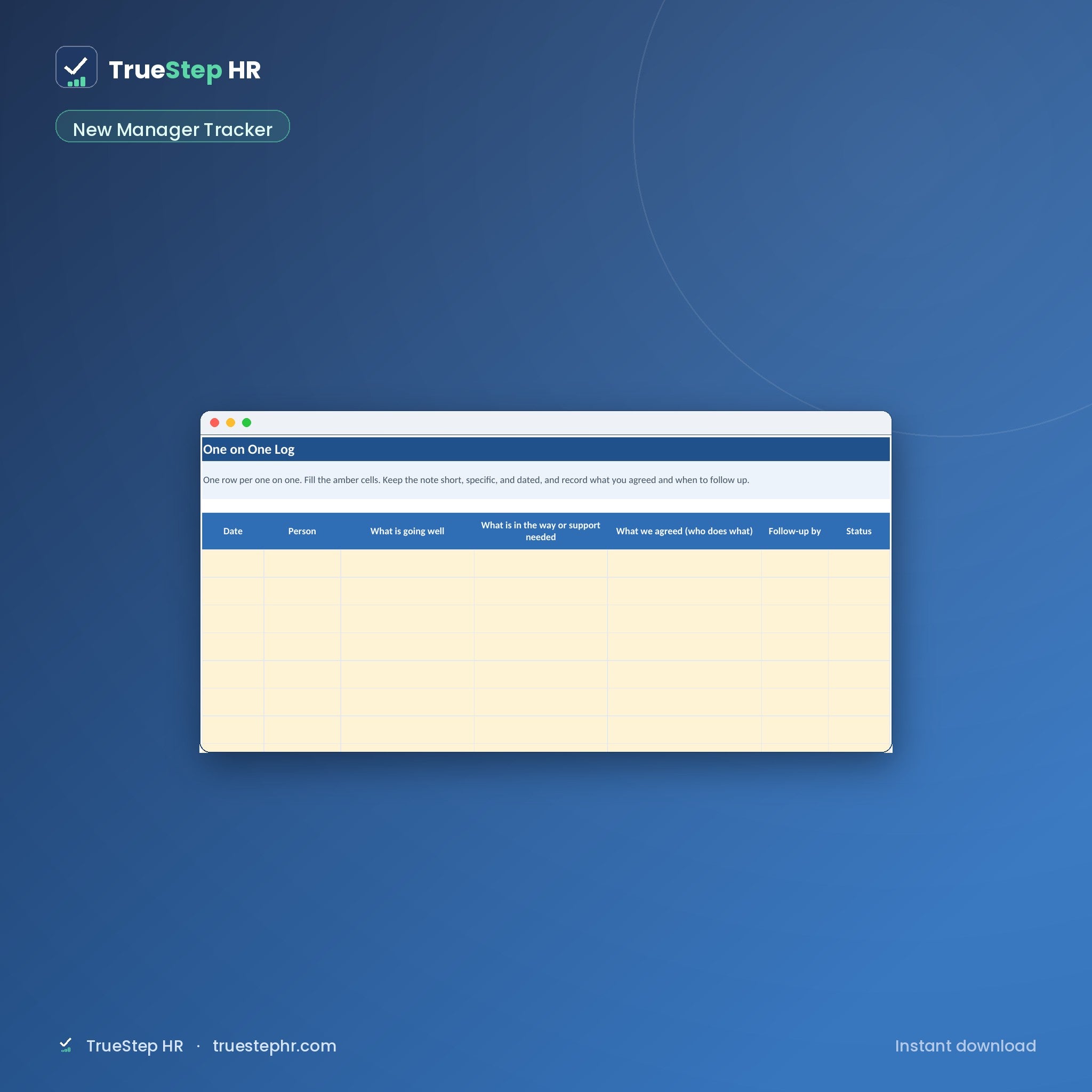 New Manager Tracker: one-on-ones, delegation, and follow-ups in one workbook