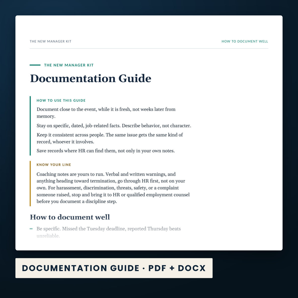 New Manager System — a page from Documentation Guide, one of the files in this download.