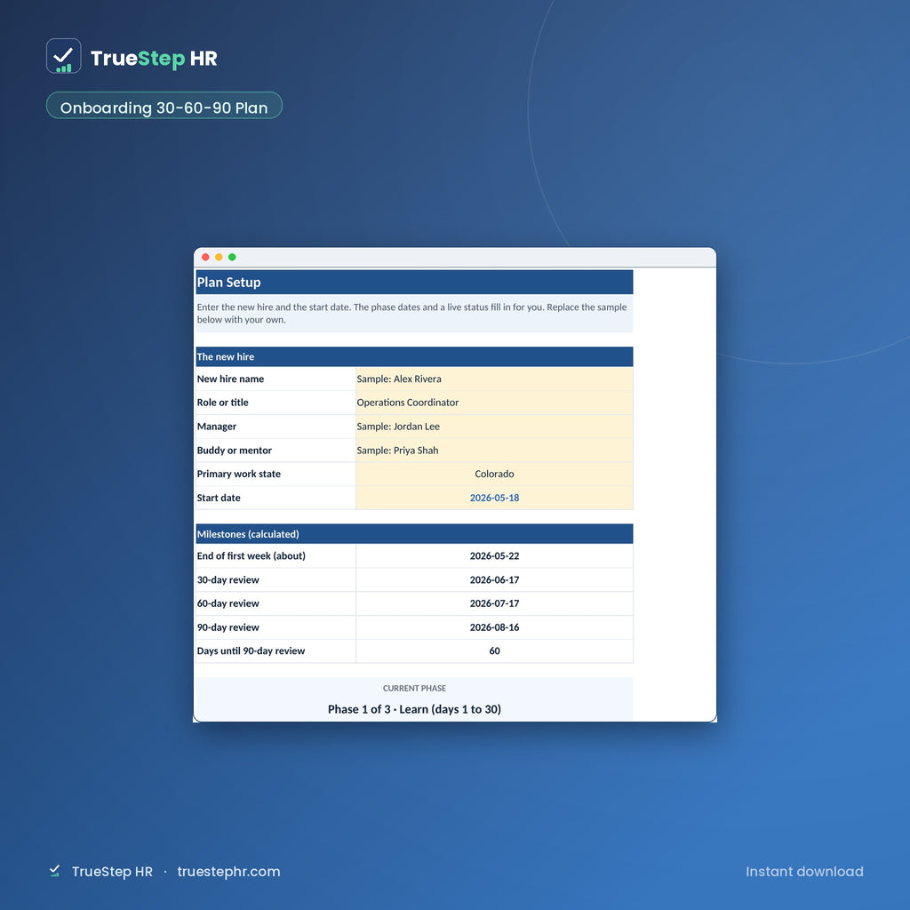 Onboarding 30, 60, and 90 day plan workbook