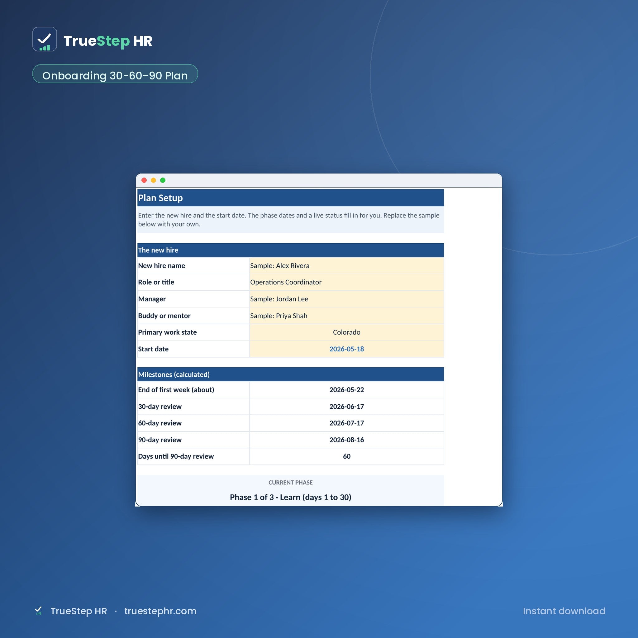 Onboarding 30, 60, and 90 day plan workbook