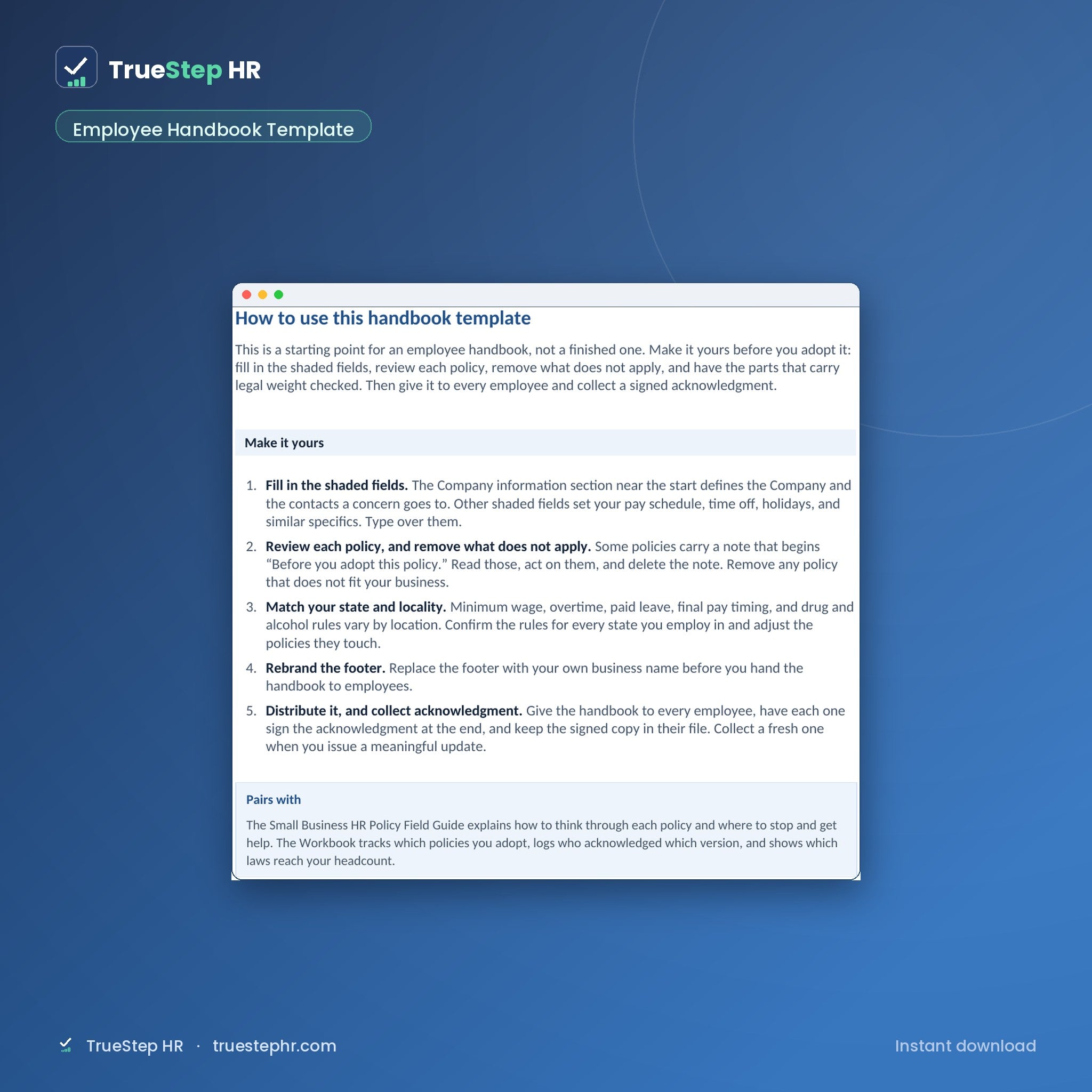 Employee Handbook Template: editable policy starter for a small business