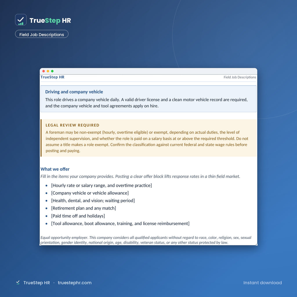 Field job descriptions