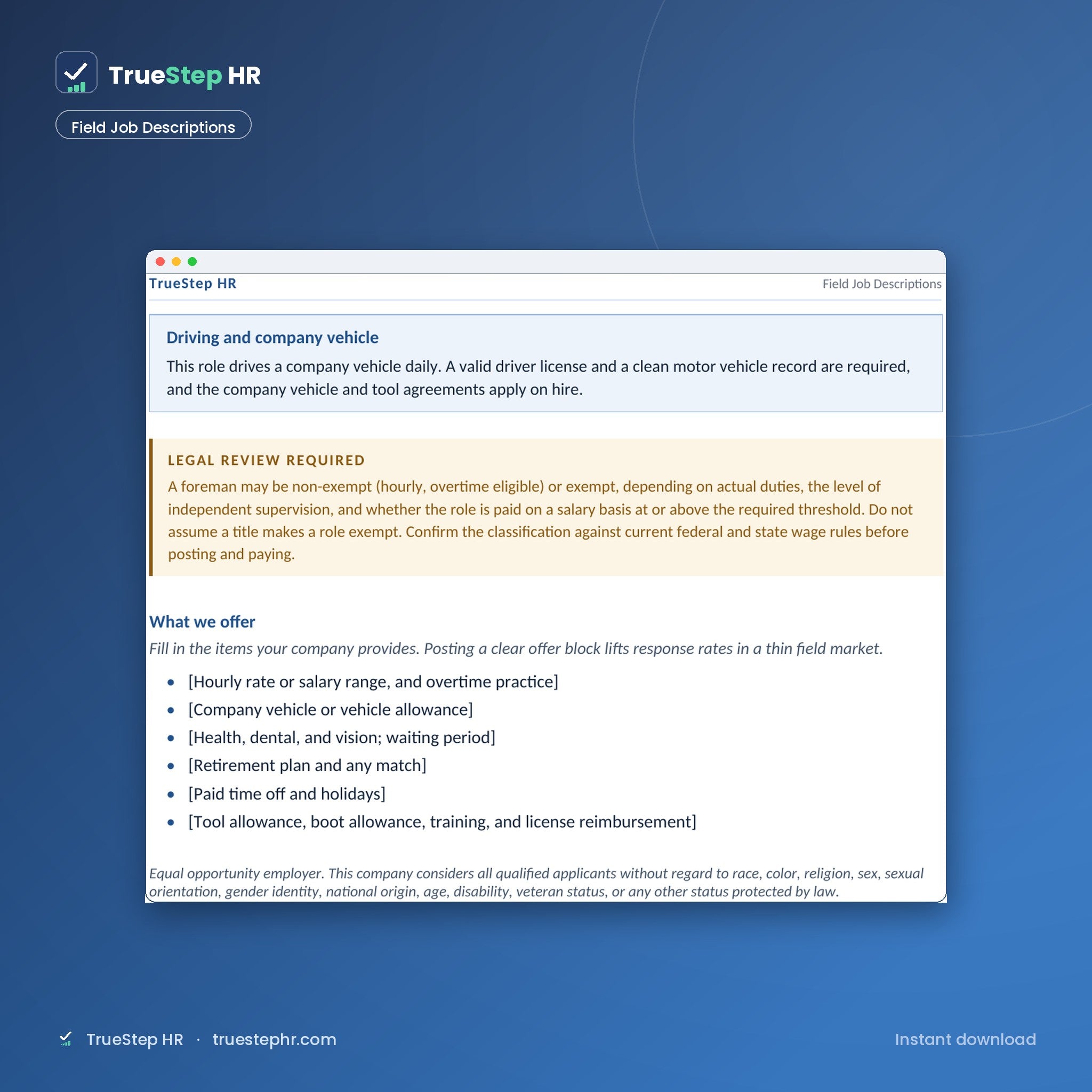 Field job descriptions