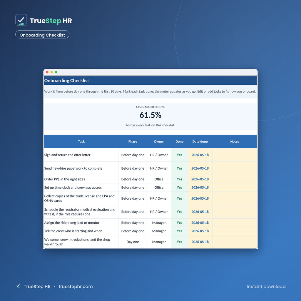 Onboarding checklist, first 90 days