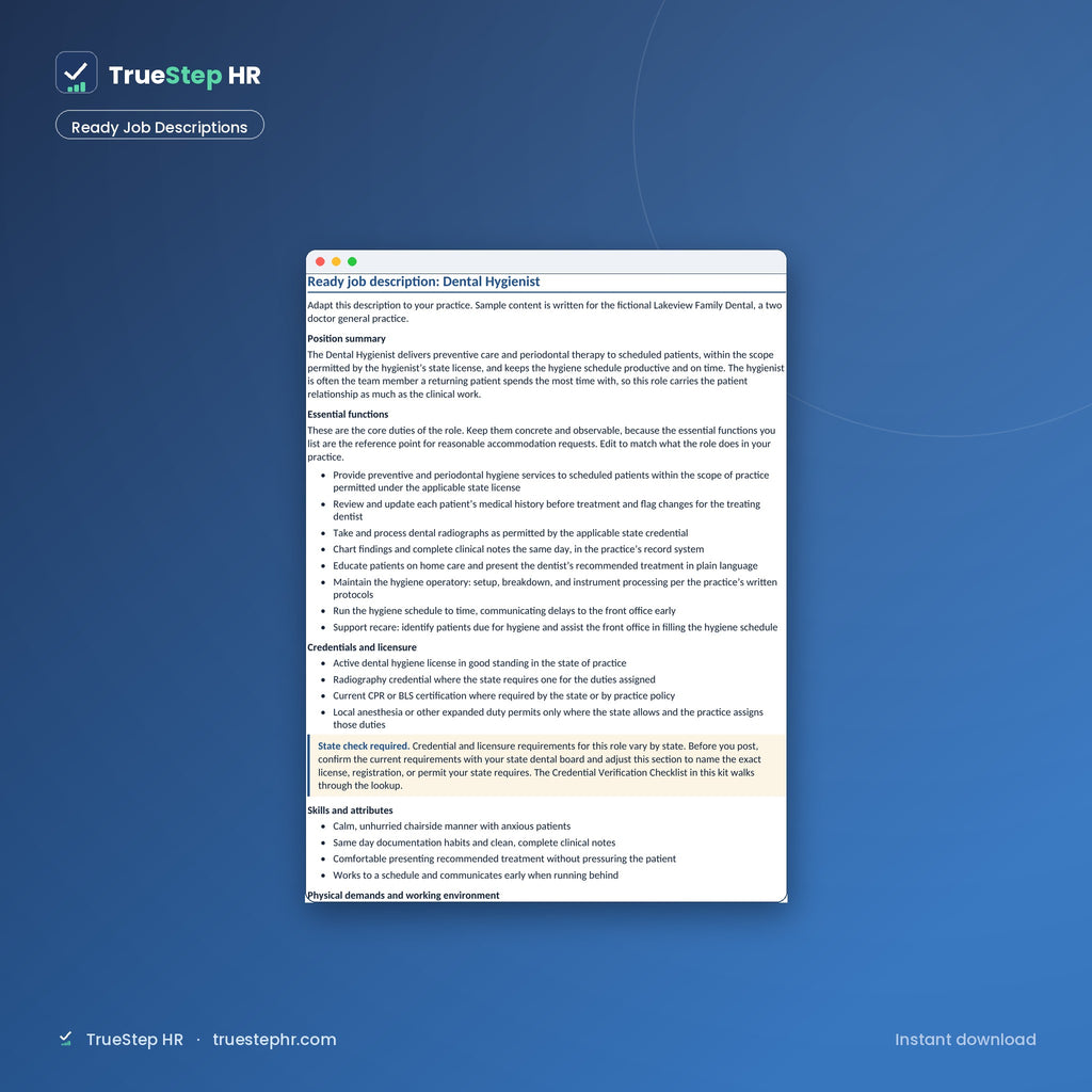 Ready dental job description, dental hygienist