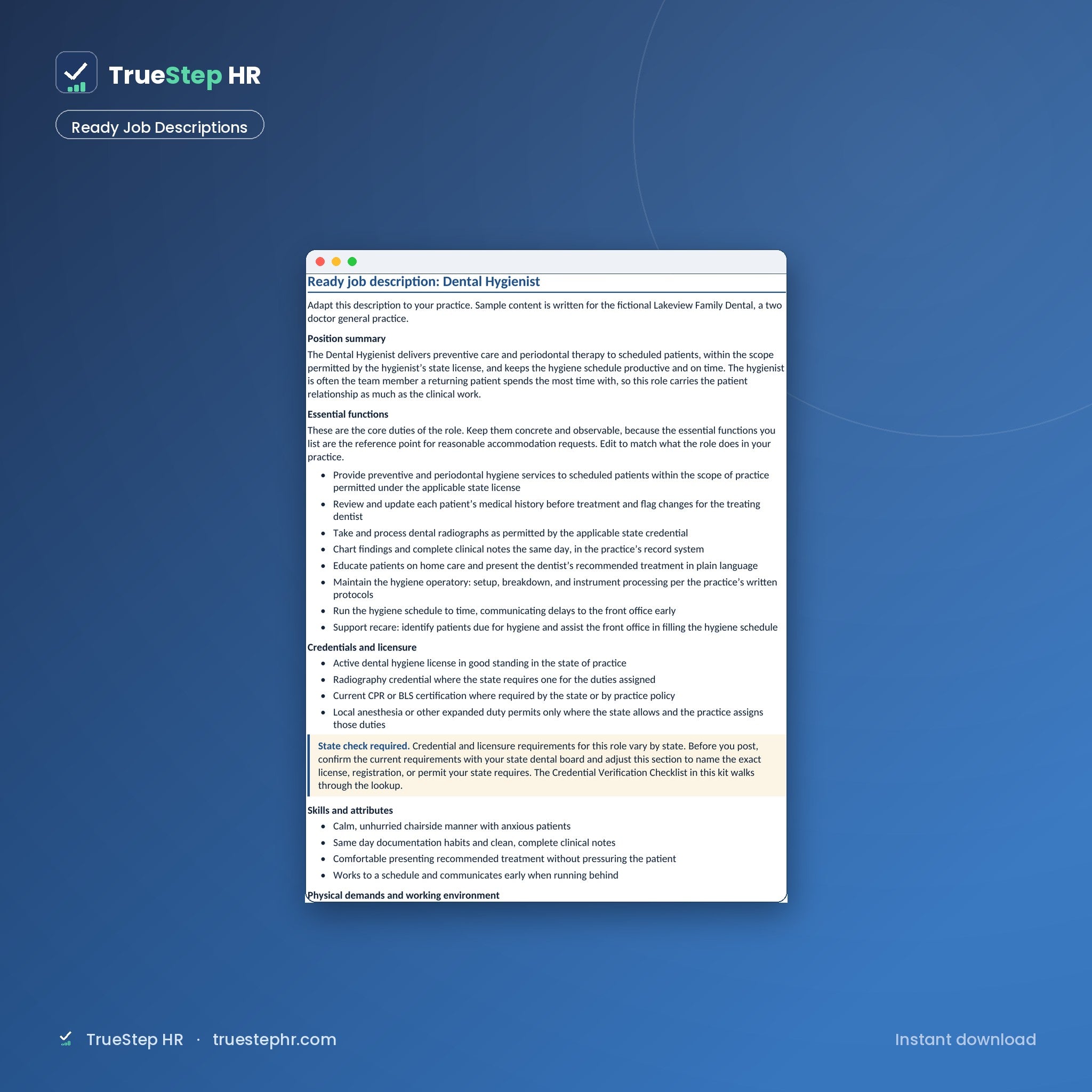 Ready dental job description, dental hygienist