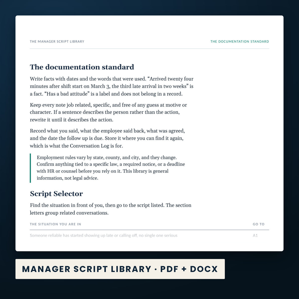 Manager Script Library — a page from Manager Script Library, one of the files in this download.