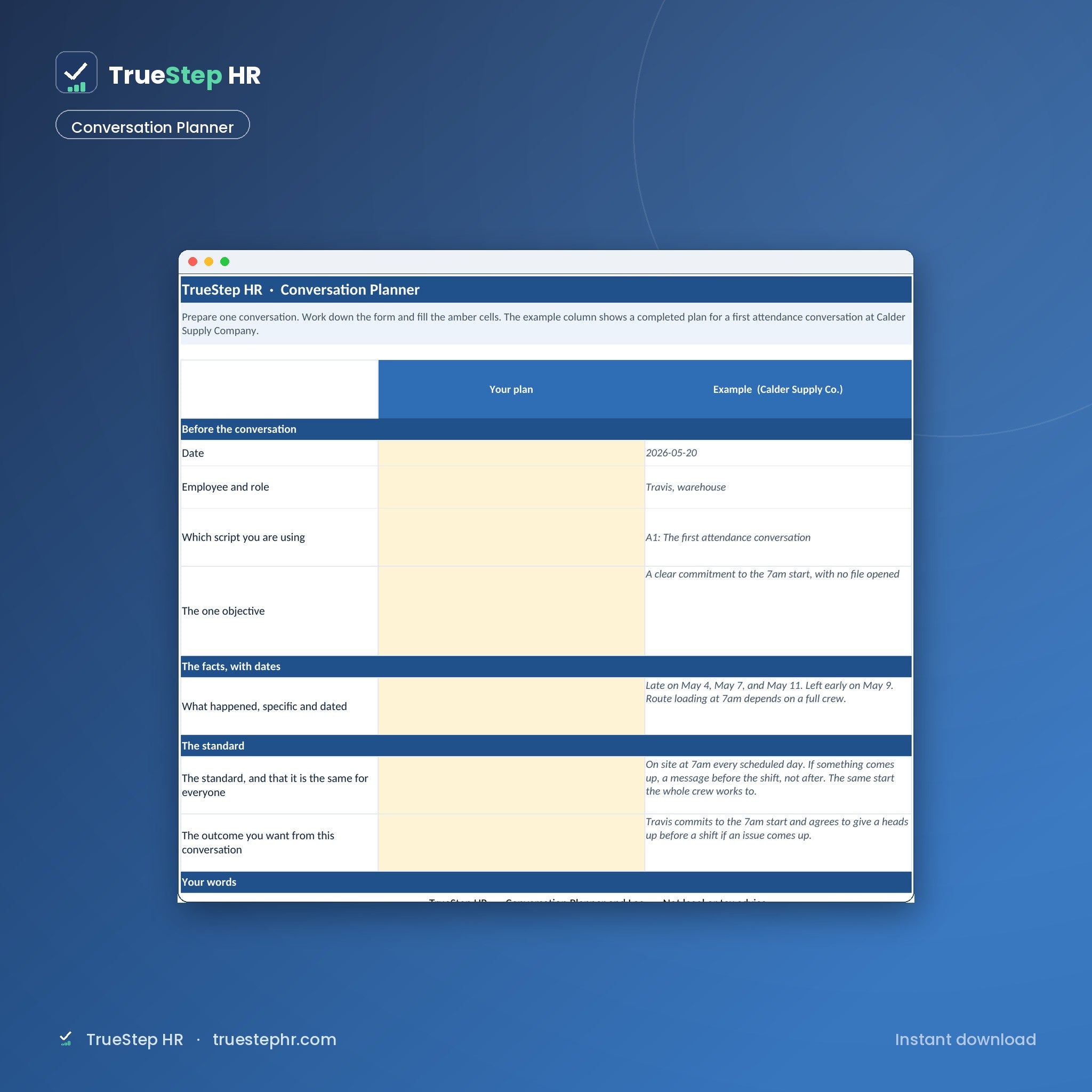 Conversation planner for preparing a difficult talk