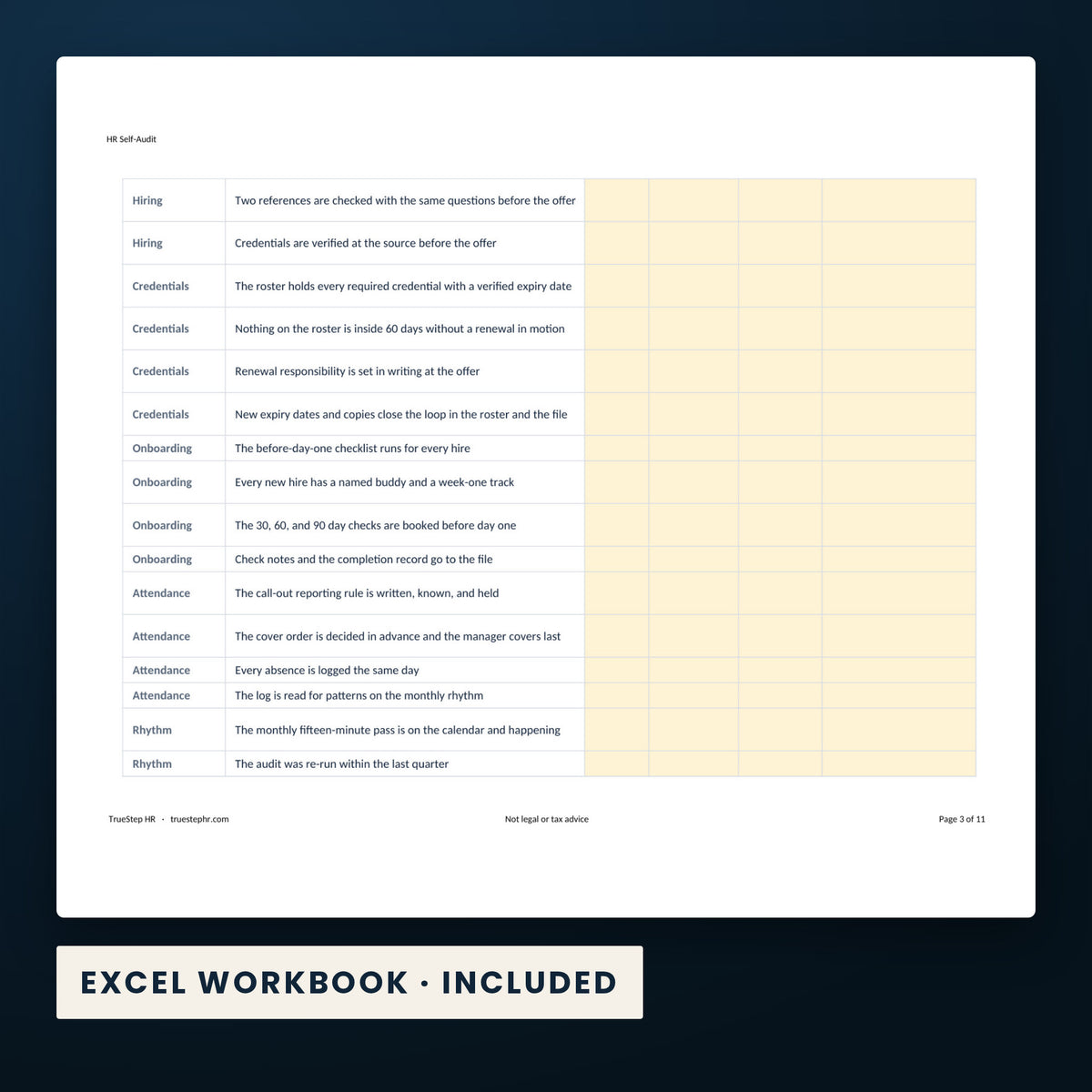 Clinic HR System — a page from the Excel workbook included in the download.