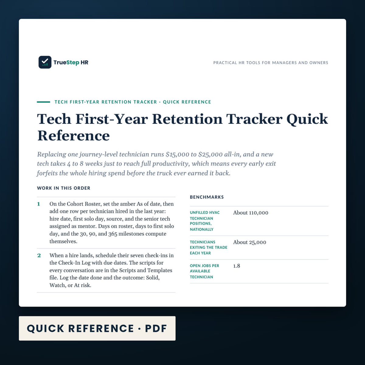 Tech First-Year Retention System — a page from Quick Reference, one of the files in this download.