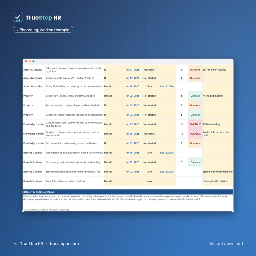 Offboarding worked example