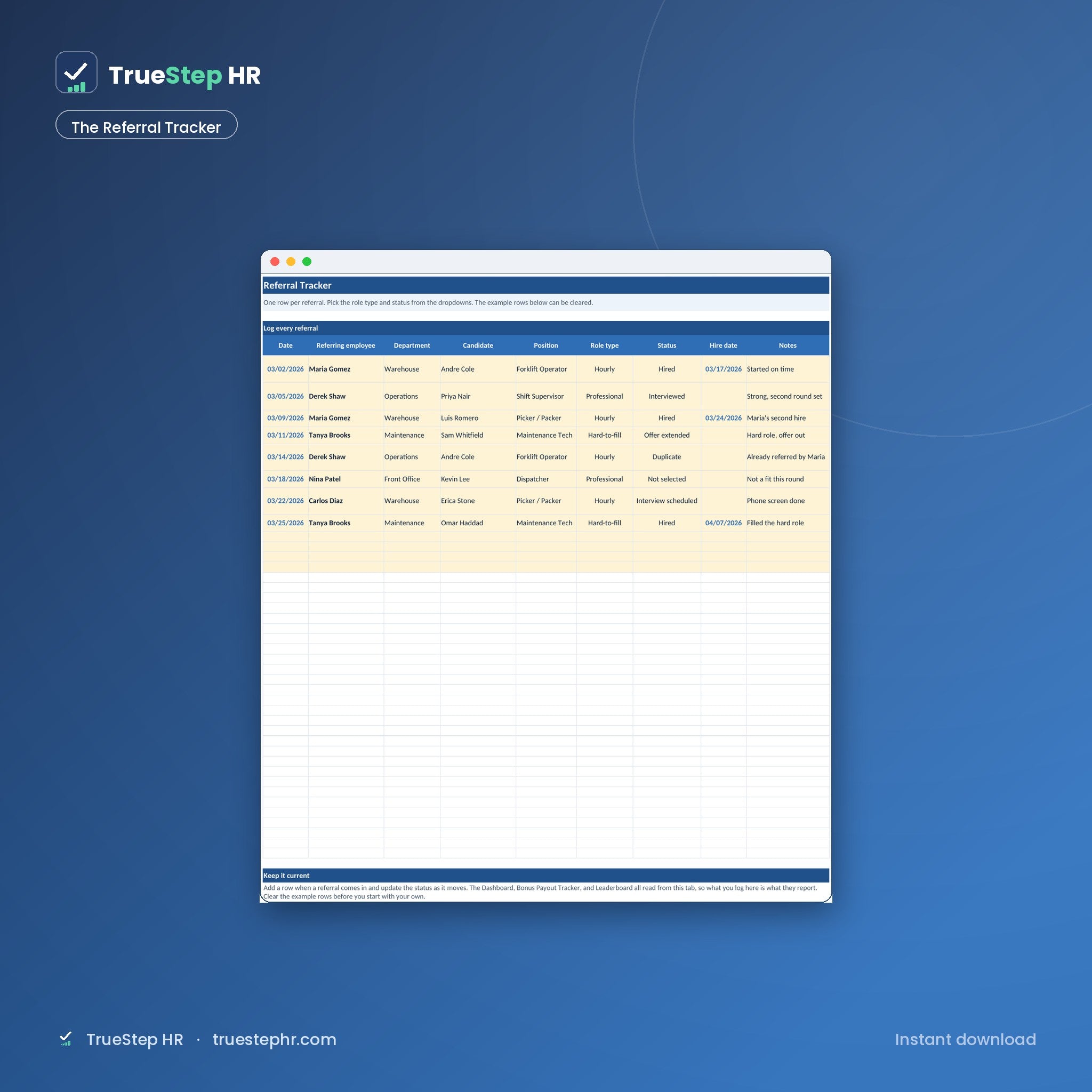 Employee Referral Program Kit, the referral tracker