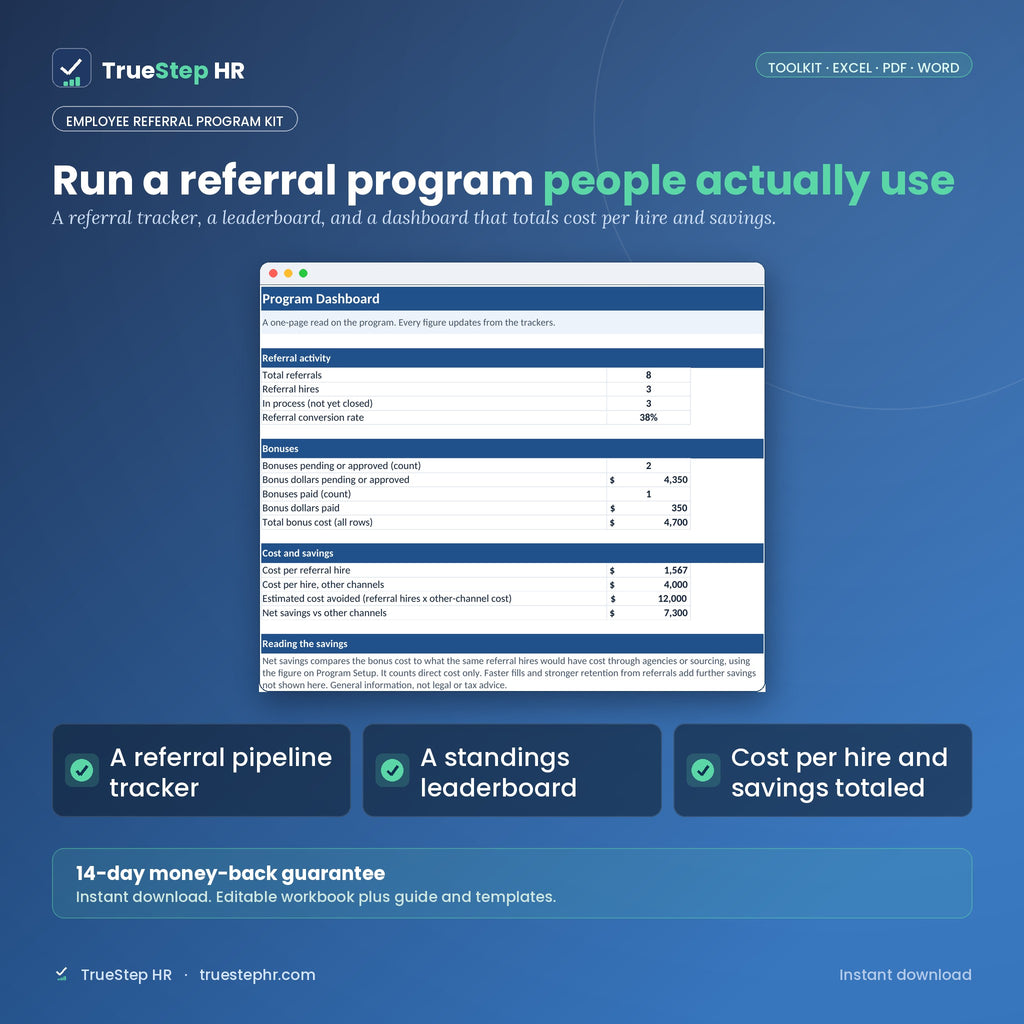 Employee Referral Program Kit, program dashboard
