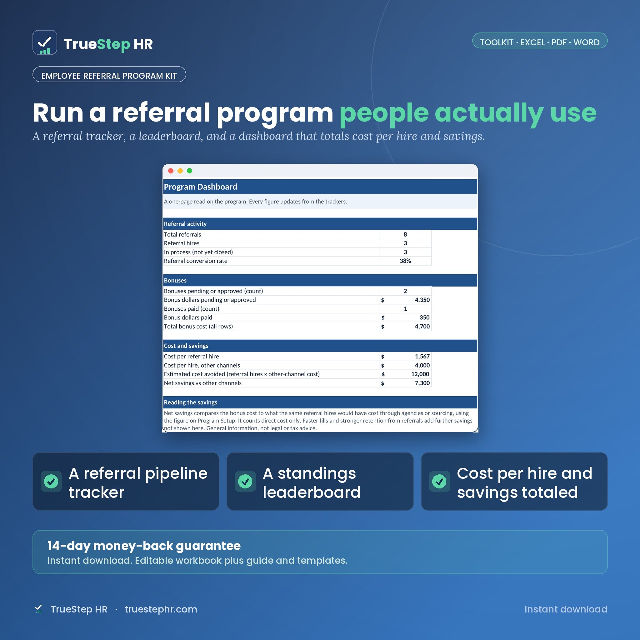 Employee Referral Program Kit, program dashboard