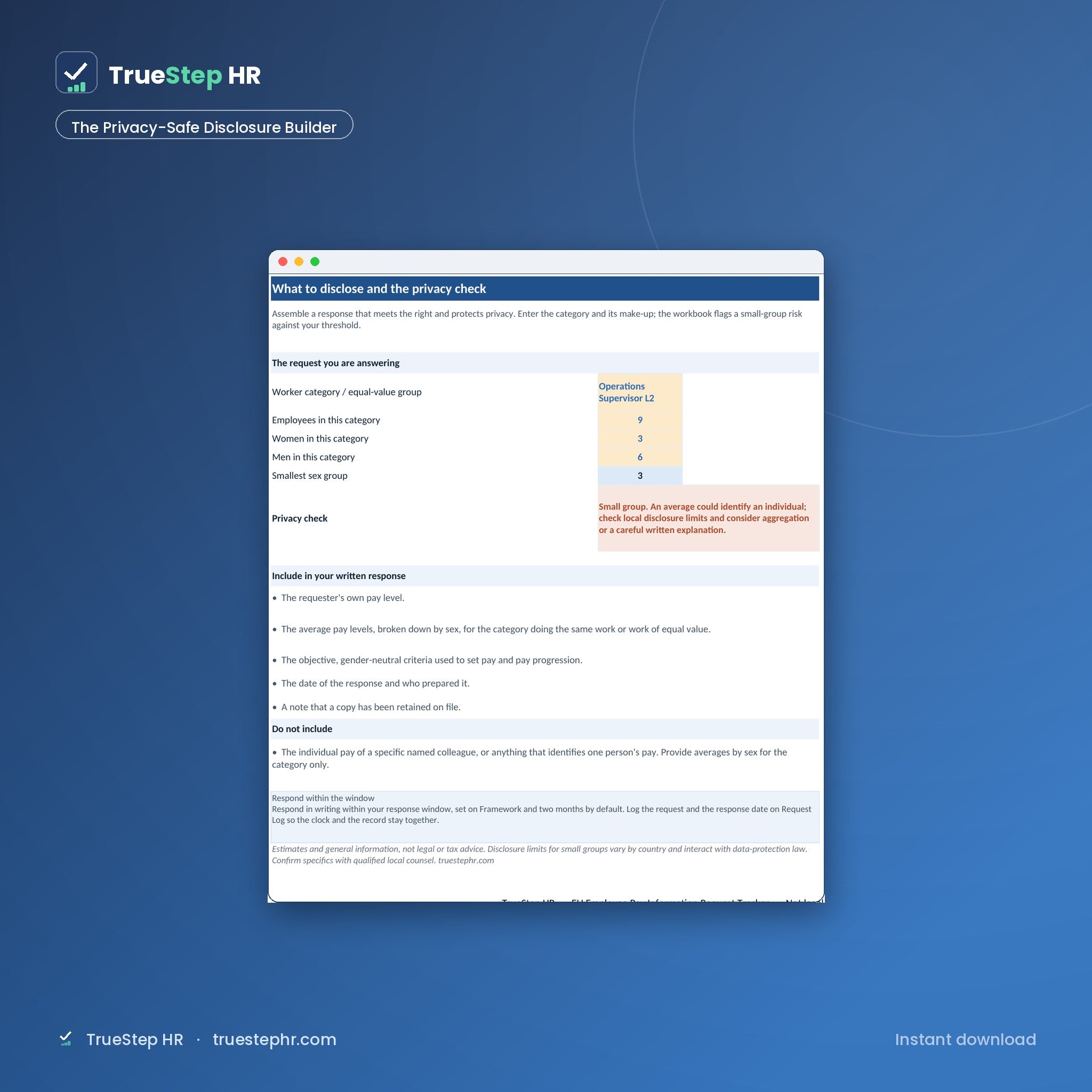 EU Employee Pay Information Request Tracker privacy-safe disclosure builder