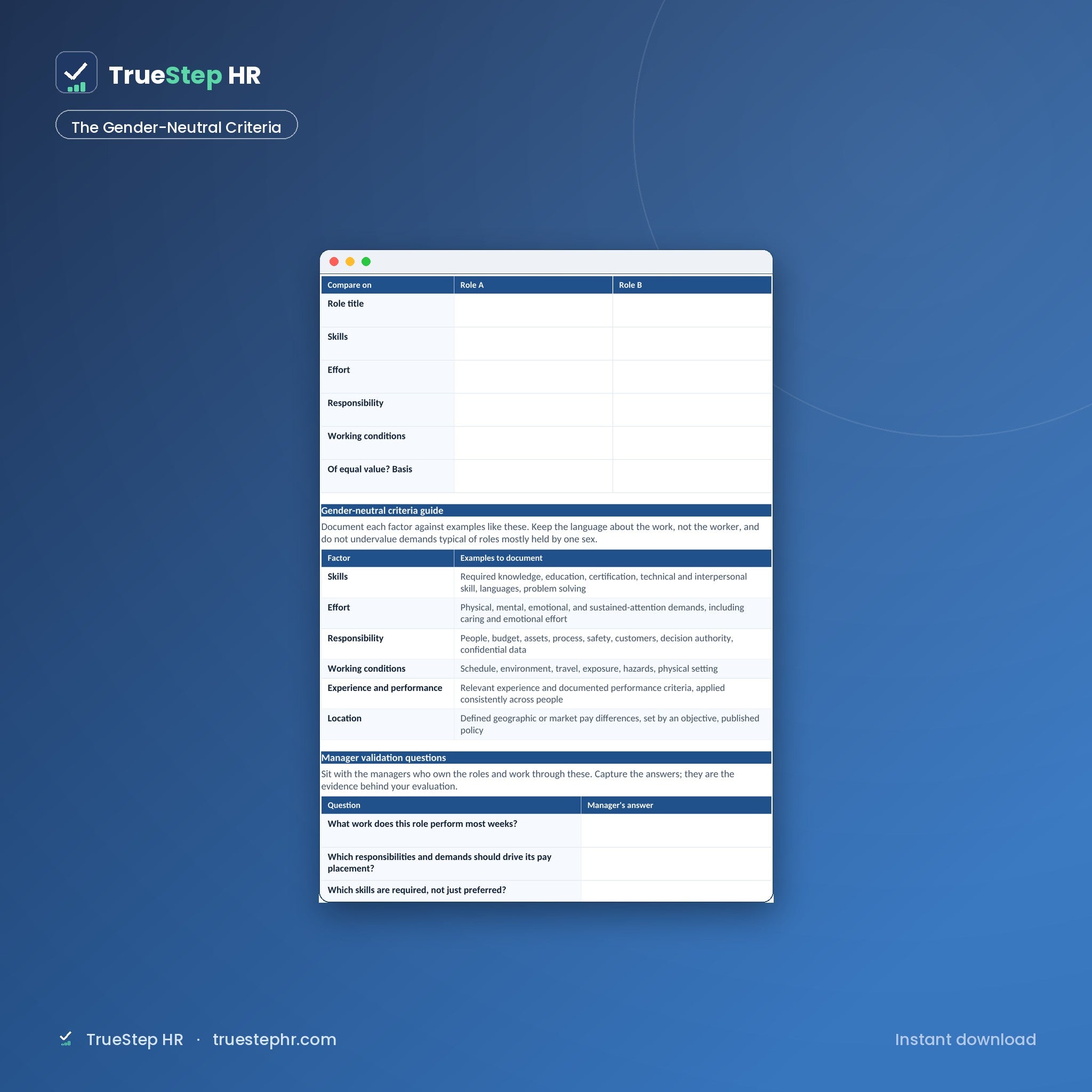 EU Job Architecture and Equal Value Work Kit gender-neutral criteria reference