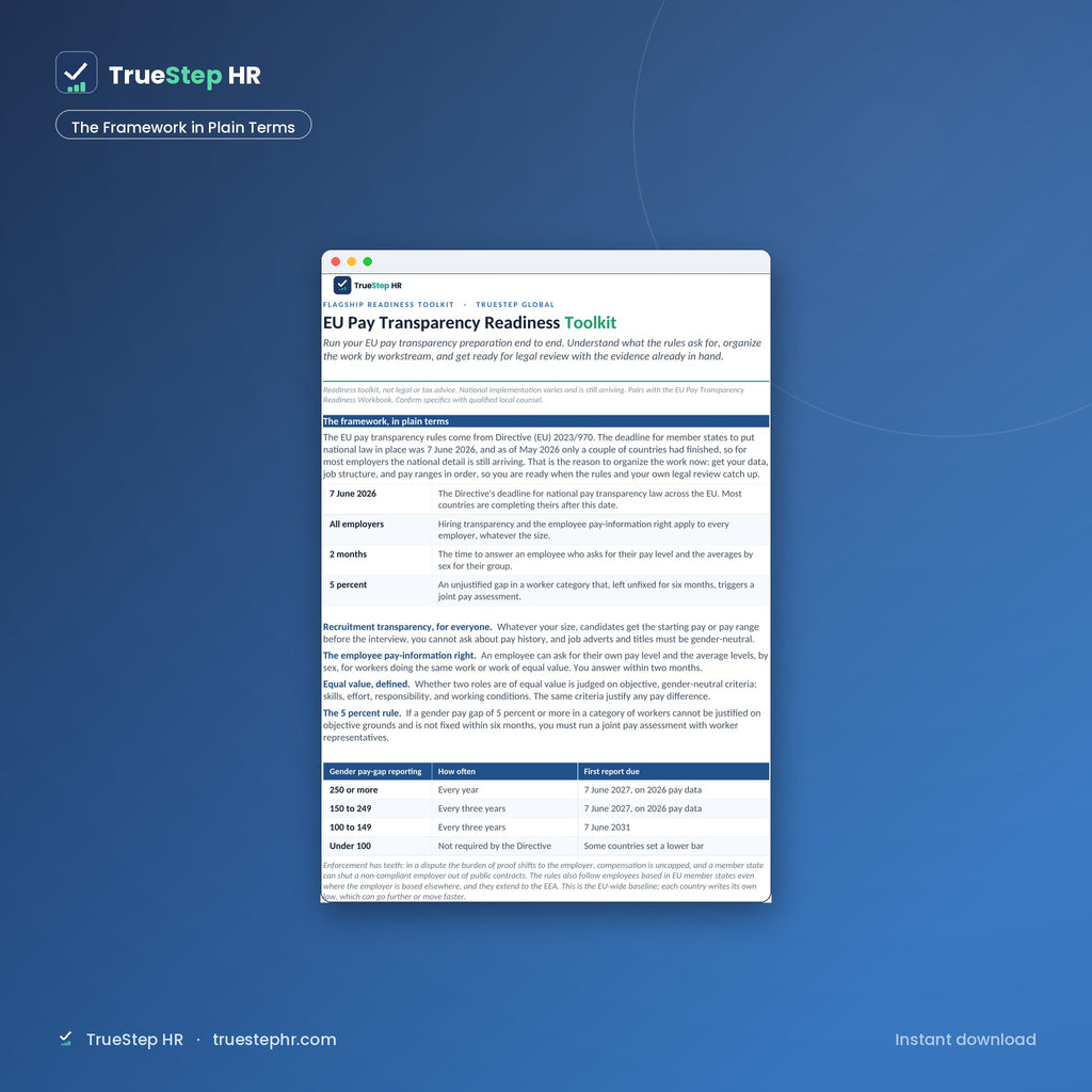 EU Pay Transparency Readiness Toolkit framework in plain terms