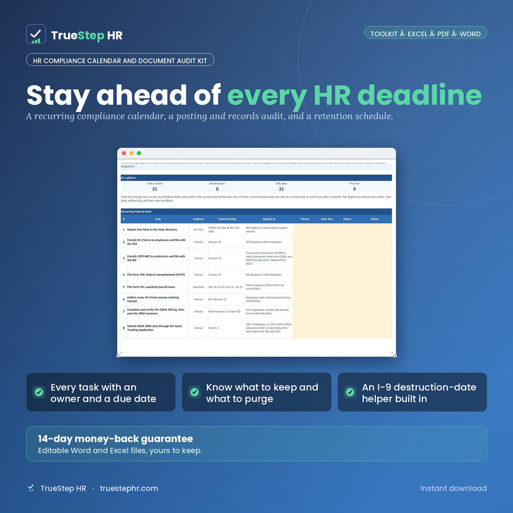 HR Compliance Calendar and Document Audit Kit