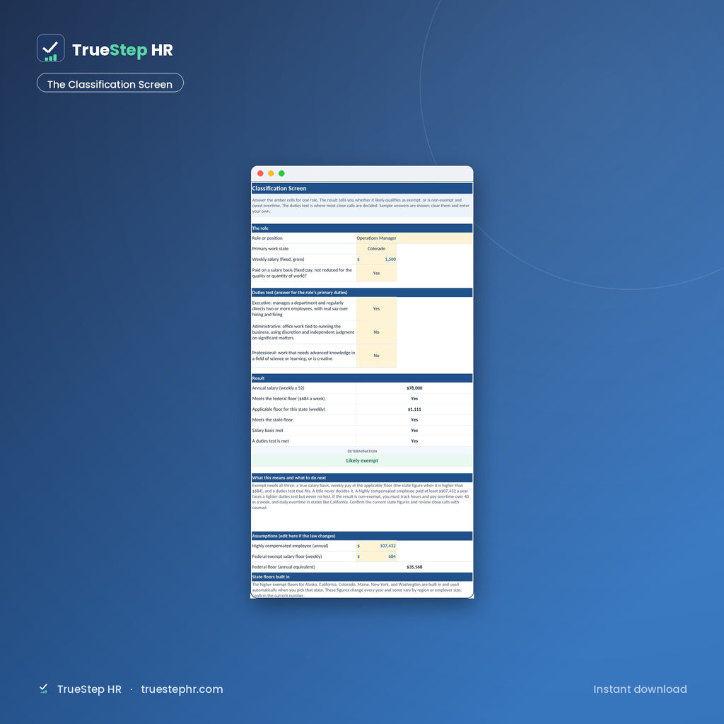 JD Classification and Pay Transparency Kit, the classification screen
