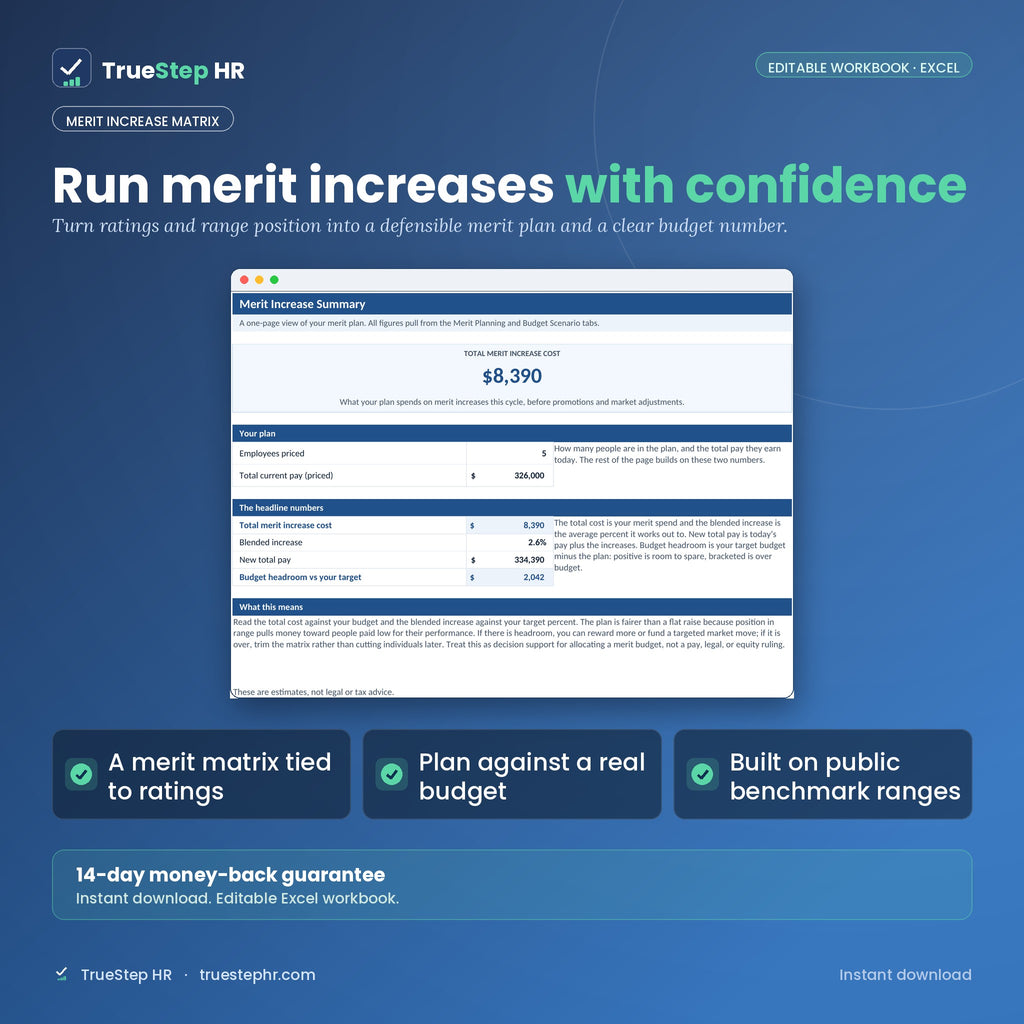 Merit Increase Matrix, merit increase summary with budget