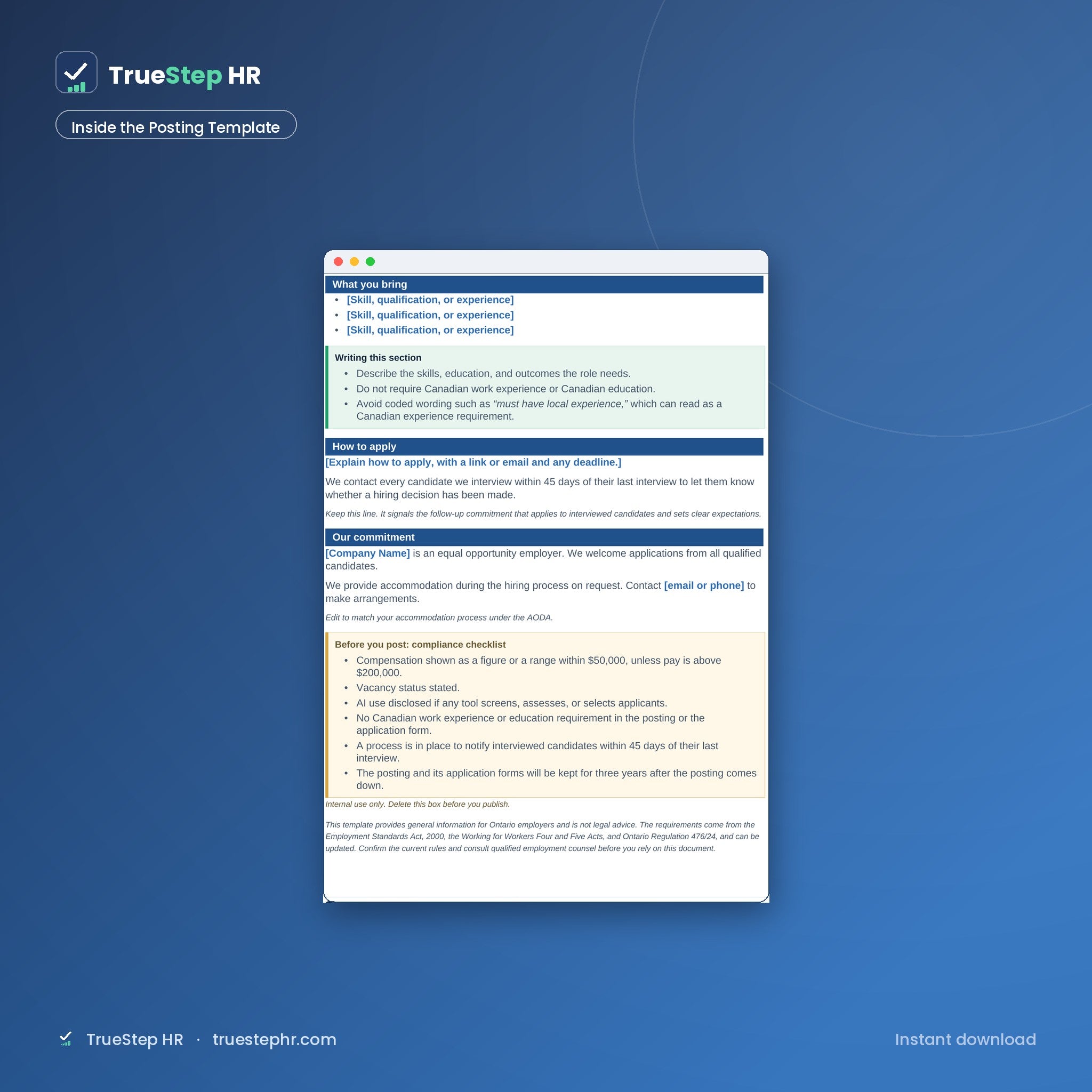 Inside the Posting Template