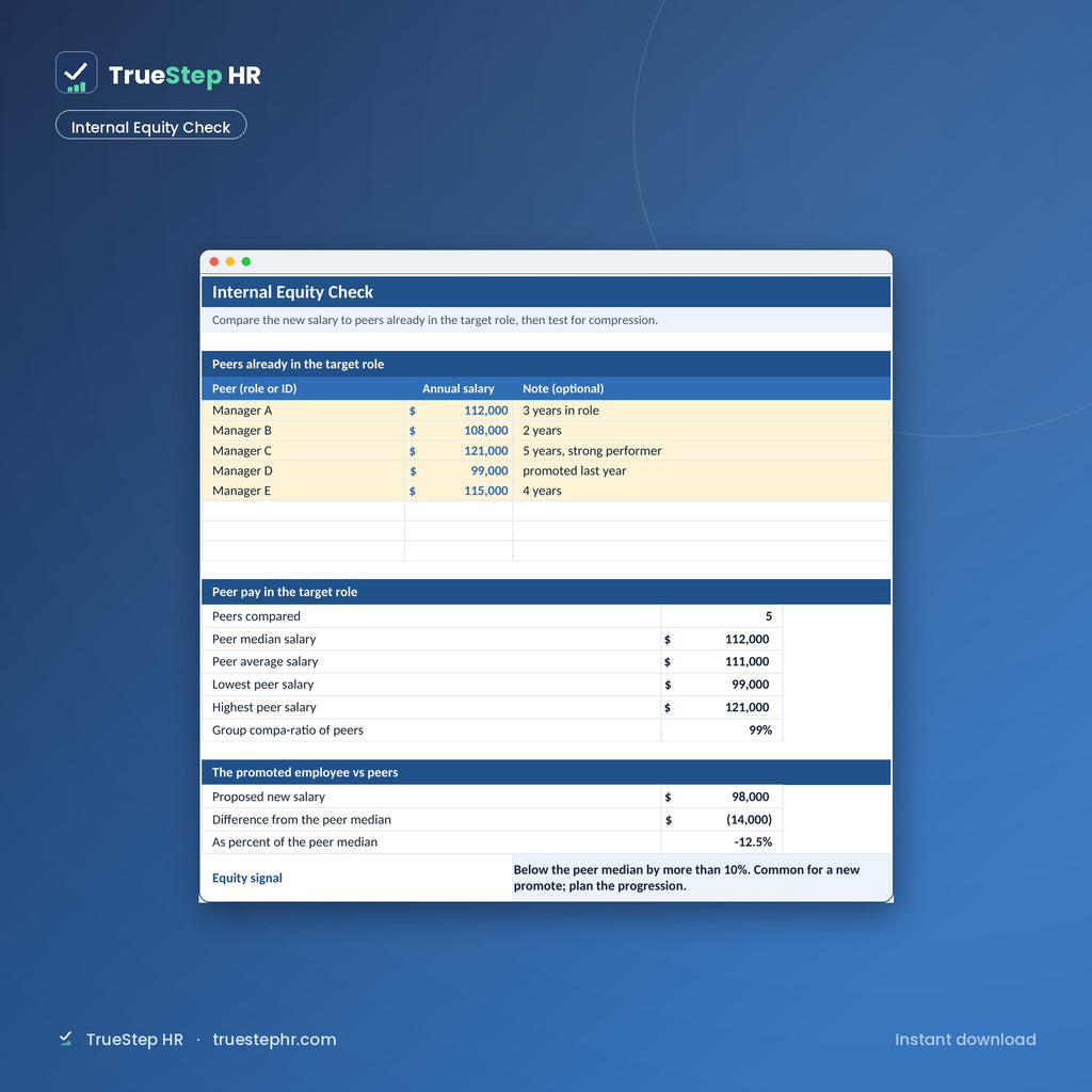 Promotion and Internal Equity Calculator, internal equity check