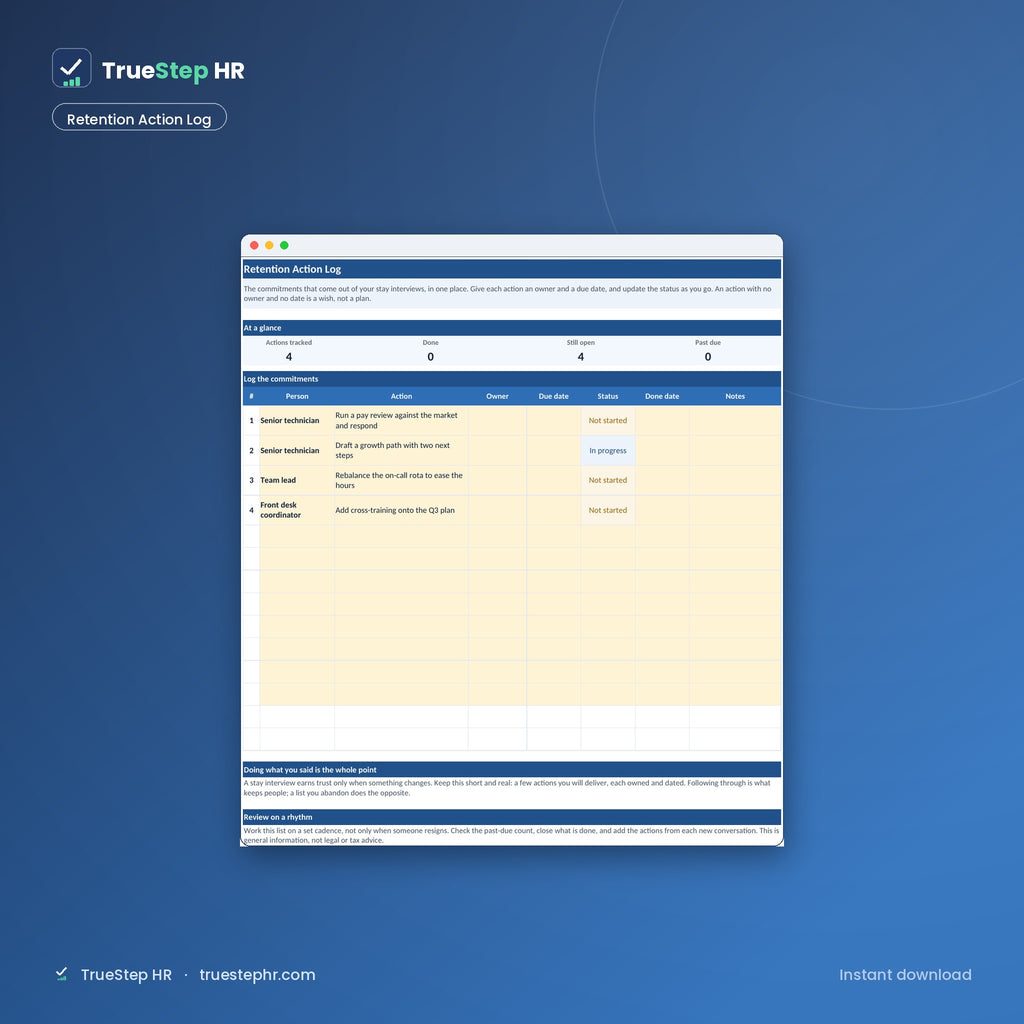Retention Action Log